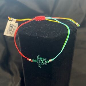 Turtle Charm Multicolor Cord Bracelet
